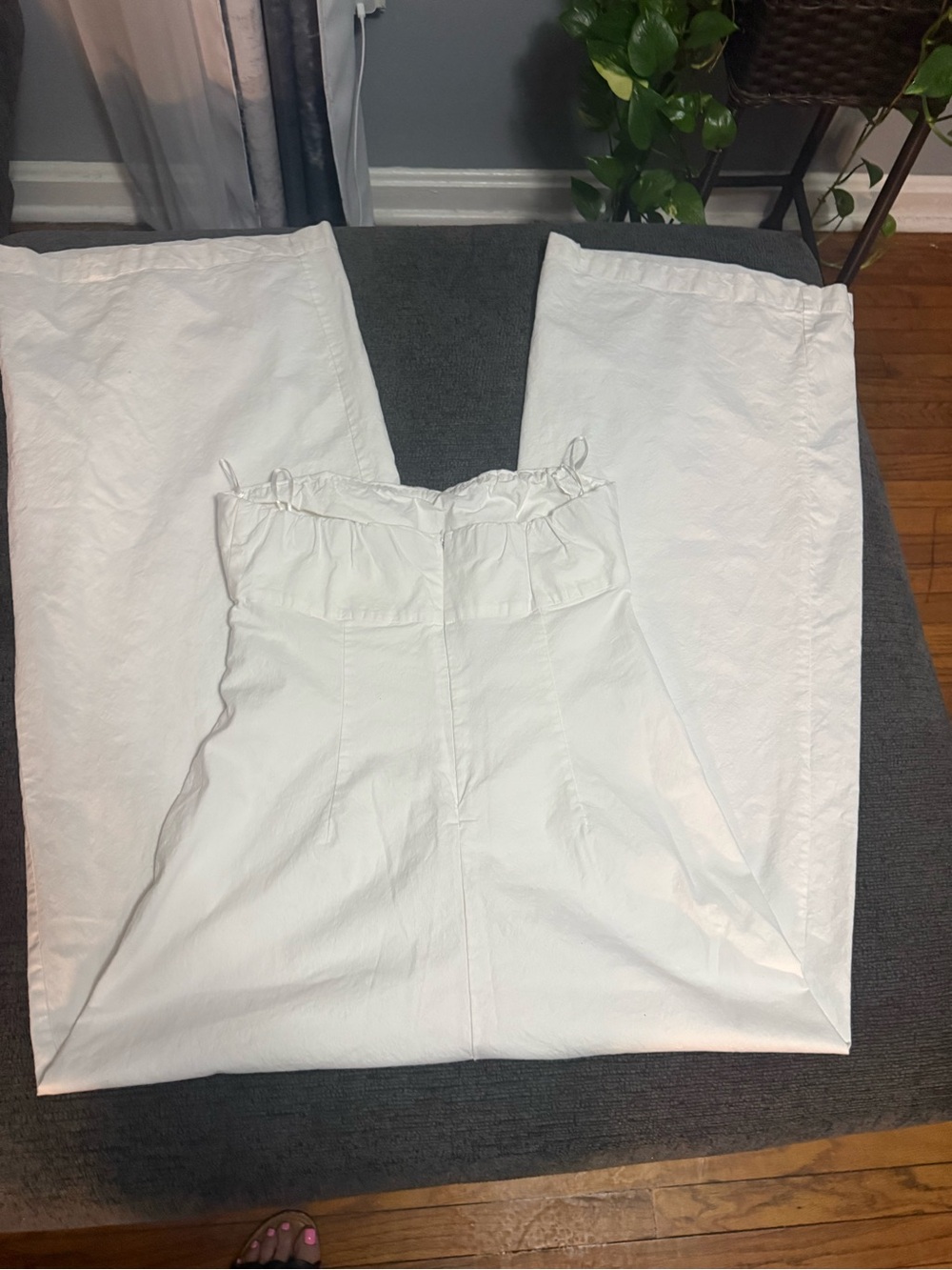 ZARA White Embroidered Strapless Wide Leg Jumpsuit Size M - Picture 11 of 16